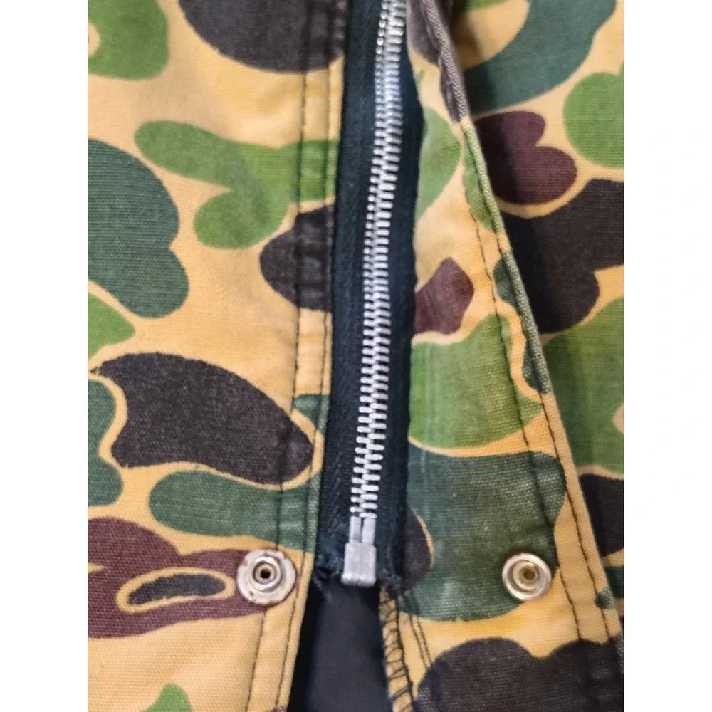 Vintage 60s 70s‎ Camouflage Duck Print Insulated Mens Quilted Winter Coat Sz L